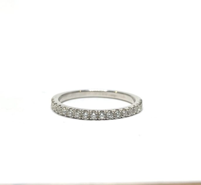 2mm Ring Castle Set Natural Lab Diamonds Silver White Gold Platinum